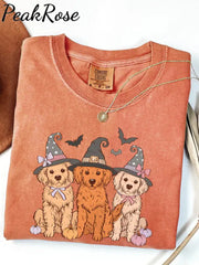 Unisex Halloween Cute Dog Print Casual Cotton Short Sleeve T-Shirt