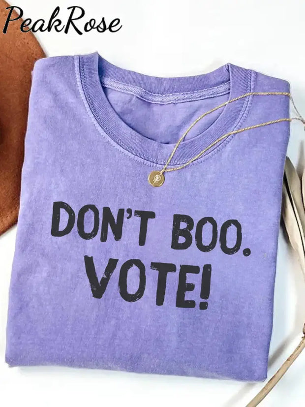 Unisex Halloween Don’t Boo Vote Printed Cotton Short Sleeve T-Shirt