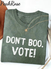 Unisex Halloween Don’t Boo Vote Printed Cotton Short Sleeve T-Shirt Green / S