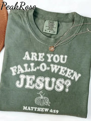 Unisex Halloween Jesus Printed Casual Cotton Short Sleeve T-Shirt Green / S