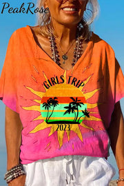 Vacation 2023 Palm Tree Summer Family Besties Holiday Girl Trip Dolman Sleeves Tee