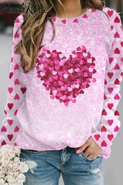 Valentine’s Day Pink Glitter Heart Sweatshirt