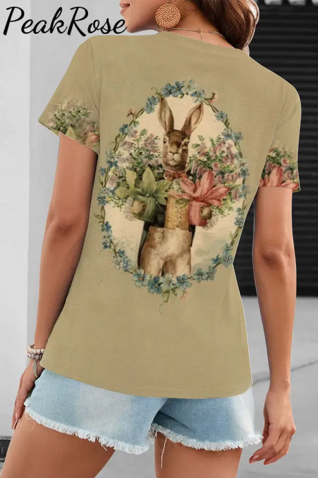 Vintage Oil Painting Bouquet Of Rabbits T-Shirt T-Shirt