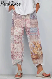 Vintage Painting Poster Easter Bunny Casual Pants Casual Pant