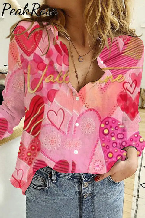 Vintage Pink Love Long Sleeve Shirt S / Women