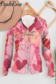 Vintage Pink Love Long Sleeve Shirt Women