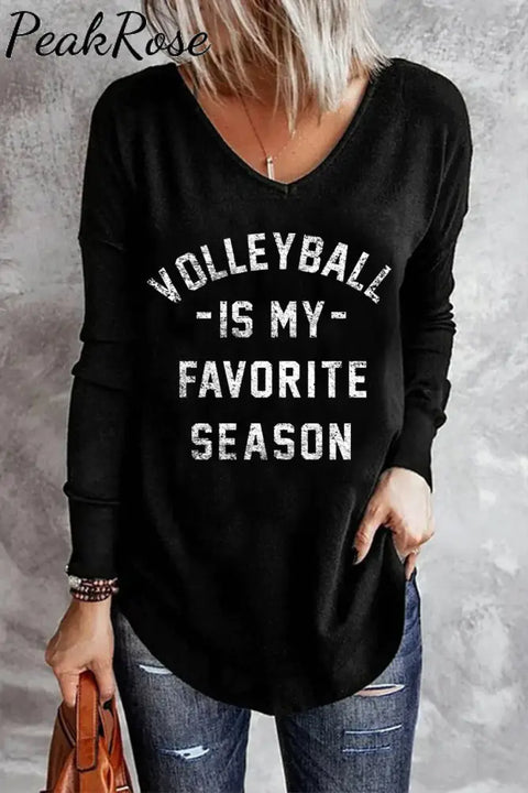 Volleyball Is My Favorite Season Print Sweatshirt