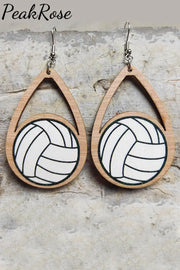 Volleyball Wooden Earrings One-Size / White