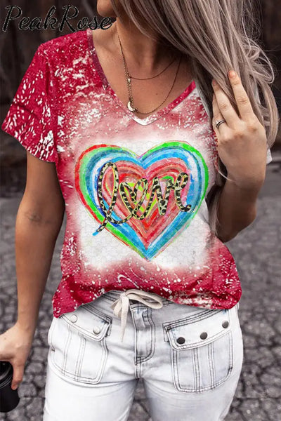 Watercolor Rainbow Love T-Shirt S / Red