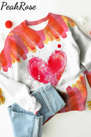 Watercolor Splatter Heart-Shaped Sweatshirt