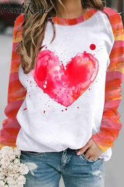 Watercolor Splatter Heart-Shaped Sweatshirt