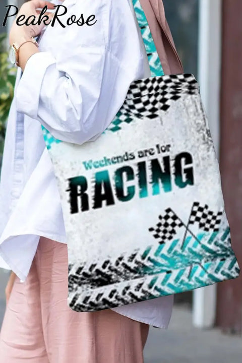 Weekens Are For Racing Print Tote Bag