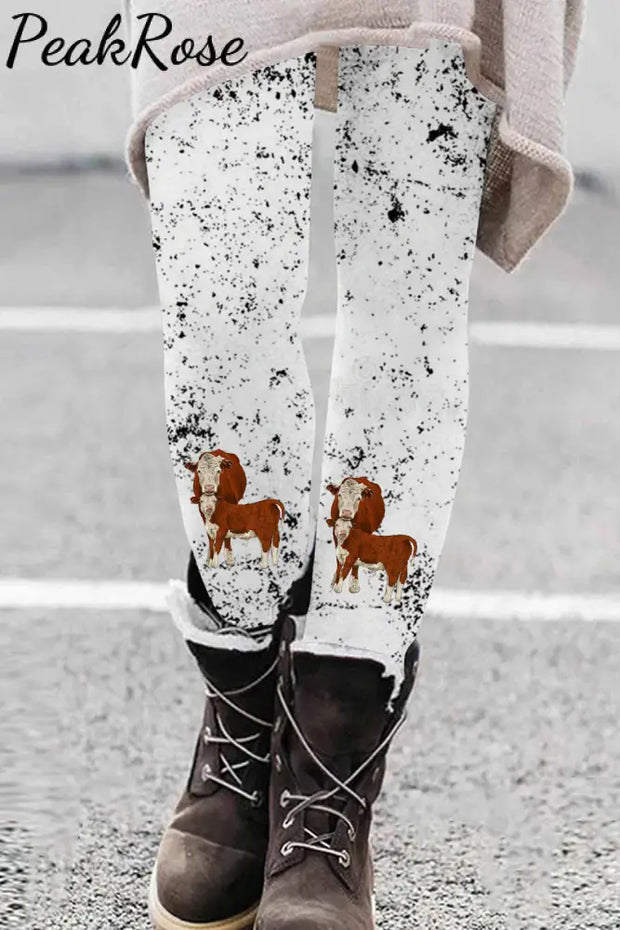 Western Cow Print Leggings Leggings