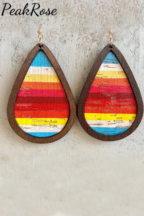 Western Cowboy Wooden Earrings One-Size / Picture Color3