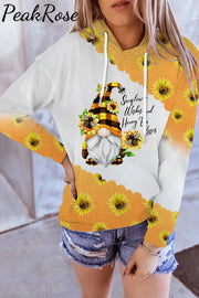 Western Gnomes With Bees And Sunflowers Plaid Print Hoodie