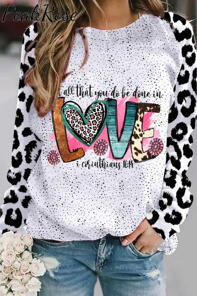 Western Love Leopard Sleeve Sweatshirt S / Polka