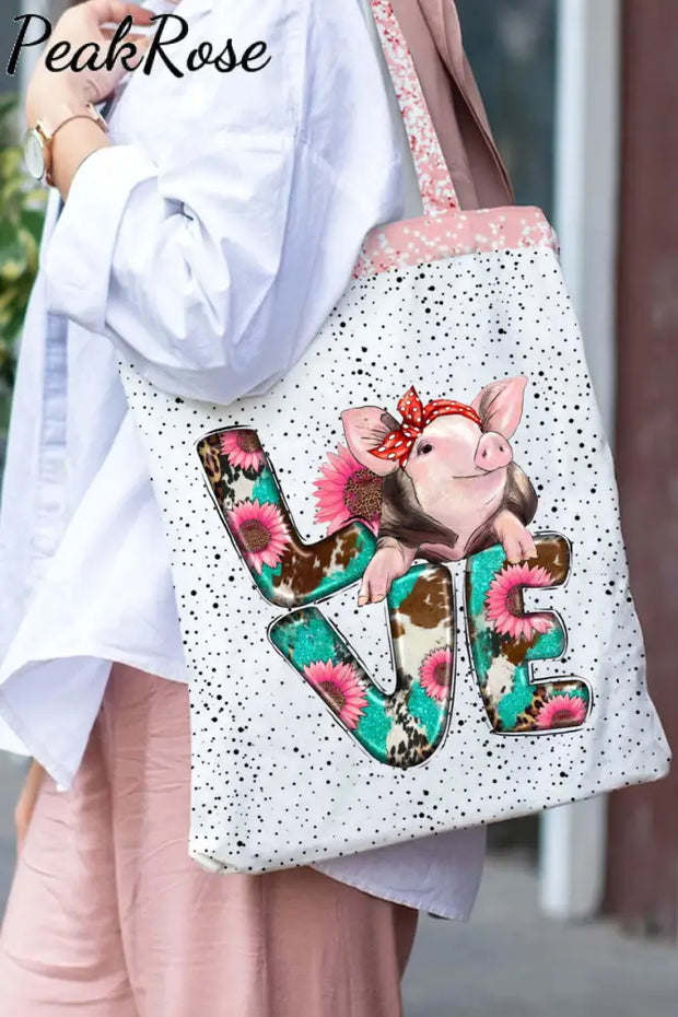 Western Love Pig Print Tote Bag