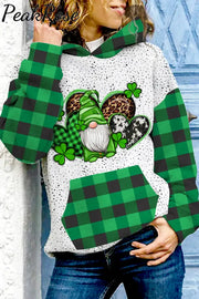 Western Shamrocks Gnome Plaid Polka Dots Hoodie