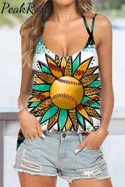 Western Sunflower Softball Aztec Horse Halter Tops Tops