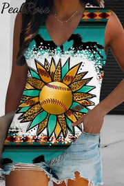 Western Sunflower Softball Aztec Horse Tank Top