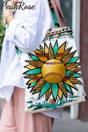 Western Sunflower Softball Aztec Horse Tote Bag