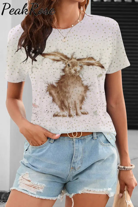 Wet Brown Rabbit In The Rain O Neck T-Shirt T-Shirt