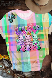 What’s Up Easter Day Bunnies Eggs Round Neck Short Sleeve T-Shirt