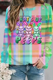 What’s Up Peeps Bunnies Easter Day Plaid Sweatshirt