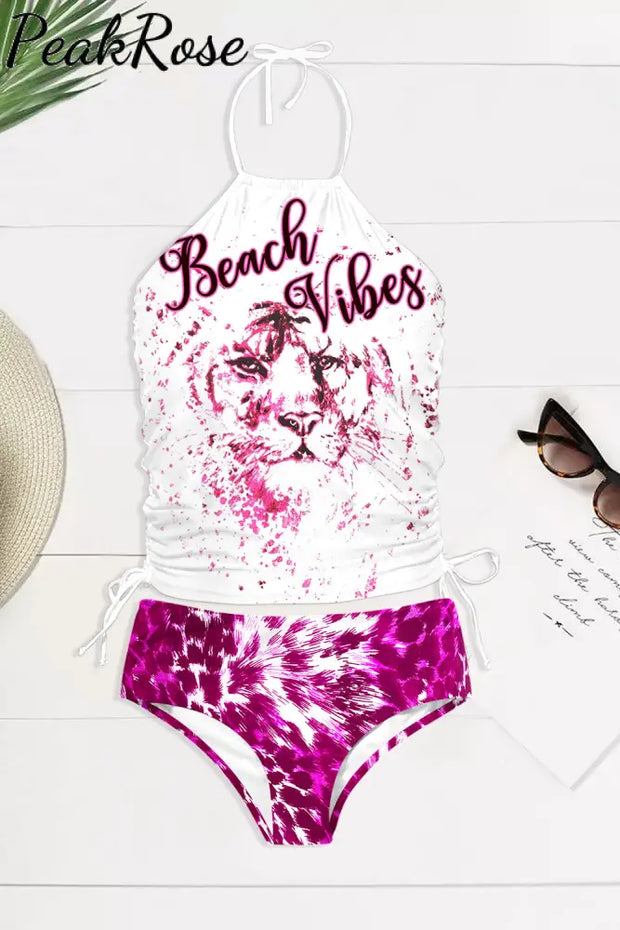 Wild King Tiger Print Halter Swimsuit