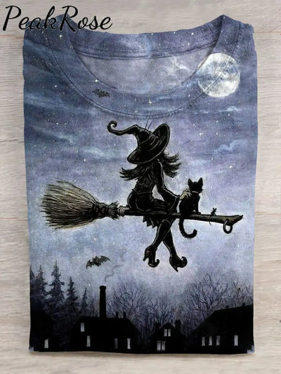 Witch Halloween Art Print Casaul Short Sleeve T-Shirt As Picture / S Hot Sell