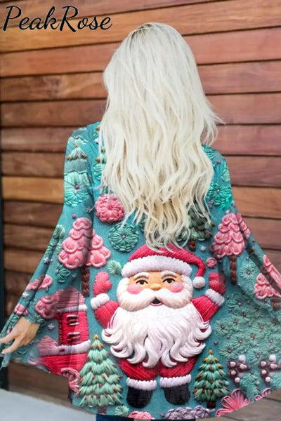 Women’s 3D Santa Claus Illustration Printed Casual Cardigan As Picture / S