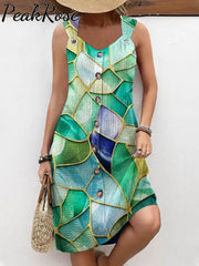 Women’s Abstract Art Geometric Print Casual Sling Dress