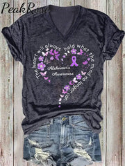 Women’s Alzheimer’s Awareness Printed Cotton T-Shirt