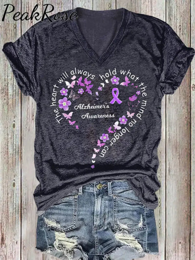 Women’s Alzheimer’s Awareness Printed Cotton T-Shirt