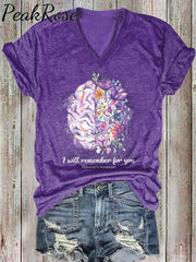 Women’s Alzheimer’s Awareness Printed Cotton T-Shirt