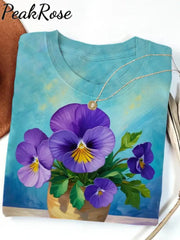 Women’s Alzheimer’s Purple Floral Print Casual Cotton Short Sleeve T-Shirt As Picture / S