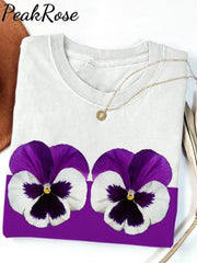 Women’s Alzheimer’s Purple Floral Print Casual Cotton Short Sleeve T-Shirt As Picture / S