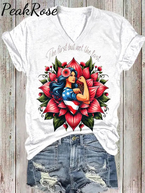 Women’s Camara Flowers Art Illustration Printed Cotton T-Shirt