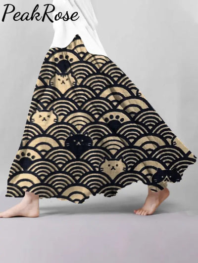 Women’s Cat Wave Print Skirt As Picture / S