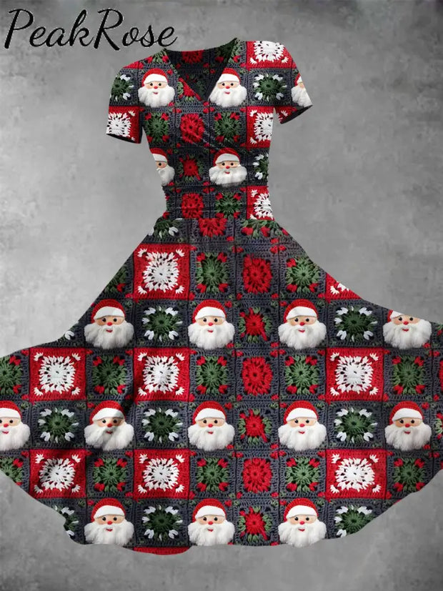 Women’s Christmas Gift Santa Claus Print Design Maxi Dress Christmas