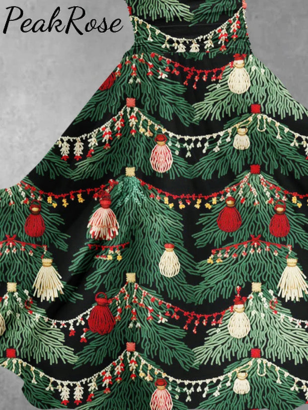 Women’s Christmas Gift Tree Print Design Maxi Dress