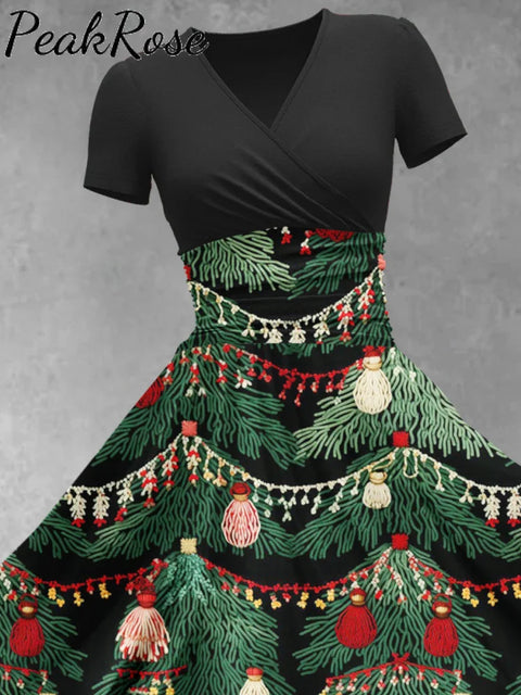 Women’s Christmas Gift Tree Print Design Maxi Dress