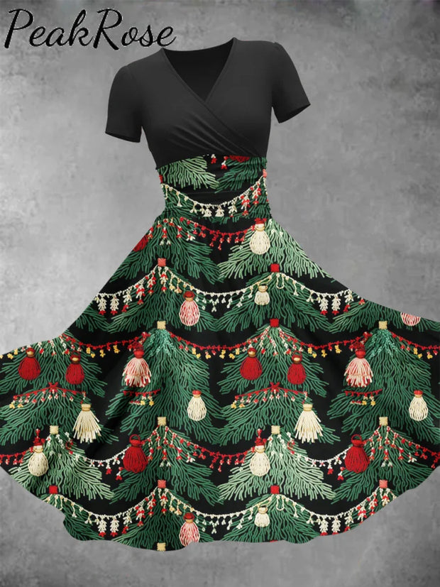 Women’s Christmas Gift Tree Print Design Maxi Dress Muilticolor / S