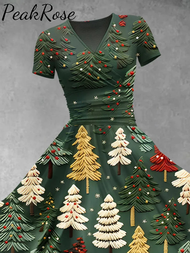 Women’s Christmas Gifts Tree Print Design Maxi Dress