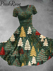 Women’s Christmas Gifts Tree Print Design Maxi Dress