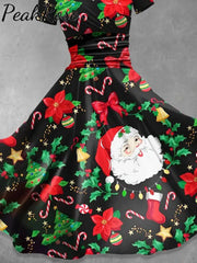 Women’s Christmas Santa Print Casual Dress Christmas