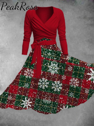 Women’s Christmas Season Print Two-Piece Dress