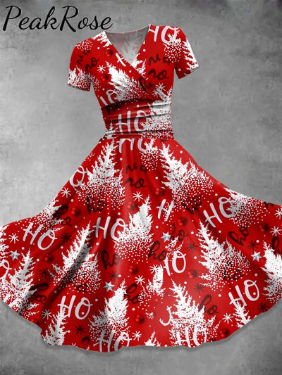 Women’s Christmas Tree Print Casual Dress Multicolor / S