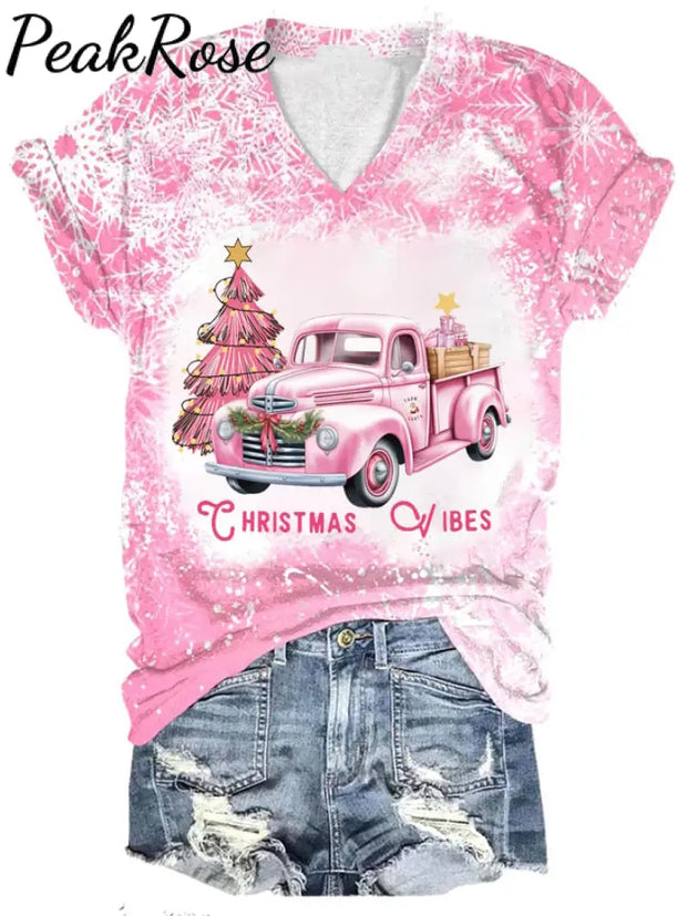 Women’s Christmas Truck Short Sleeve T-Shirt Christmas