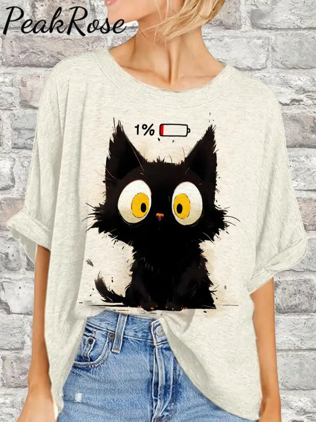 Women’s Cute Cat Printed Casual Short Sleeve T-Shirt